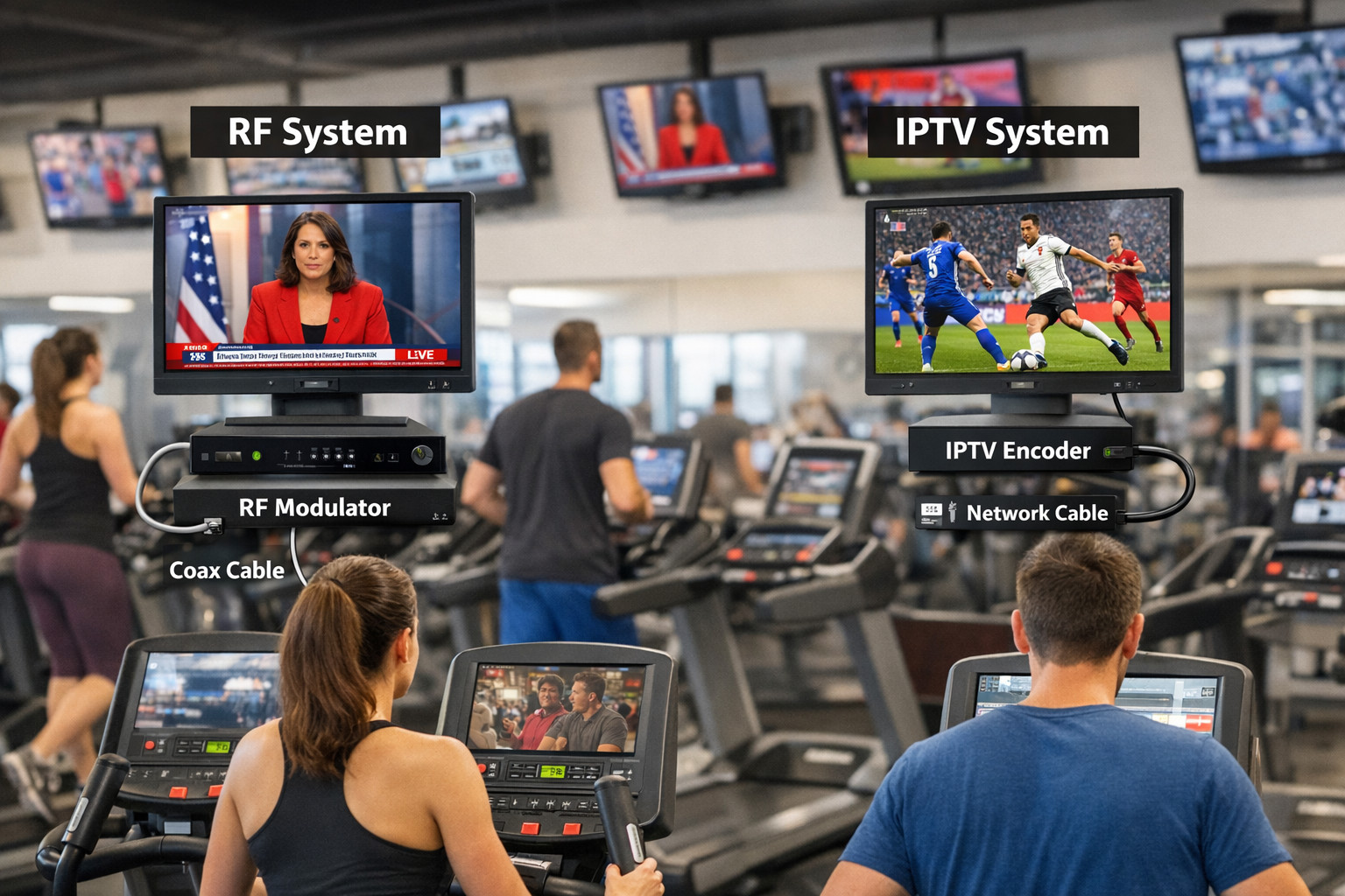 RF vs IPTV for Gym Equipment Displays