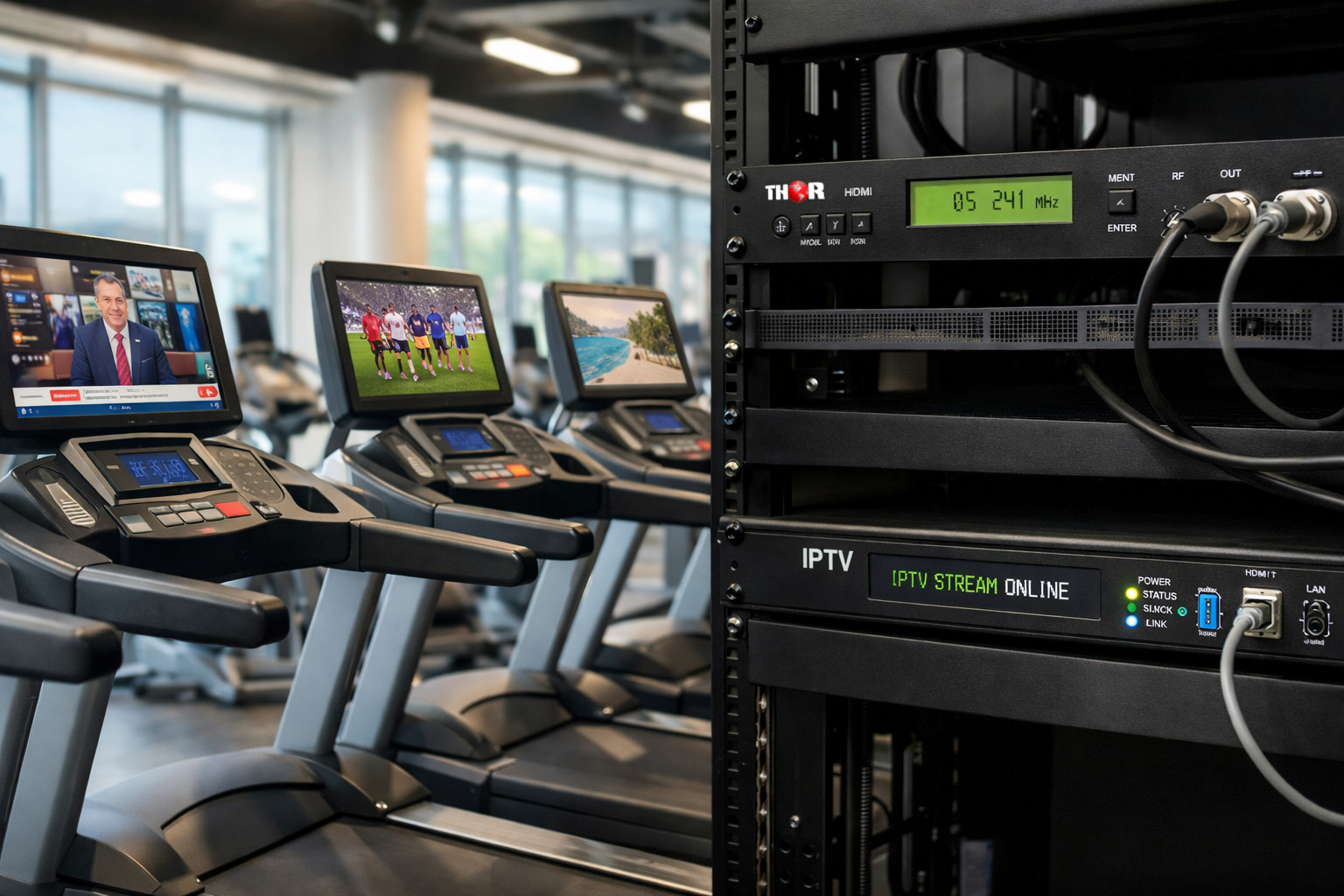 Reliable Video Distribution for Fitness Centers Using RF Modulation and IPTV