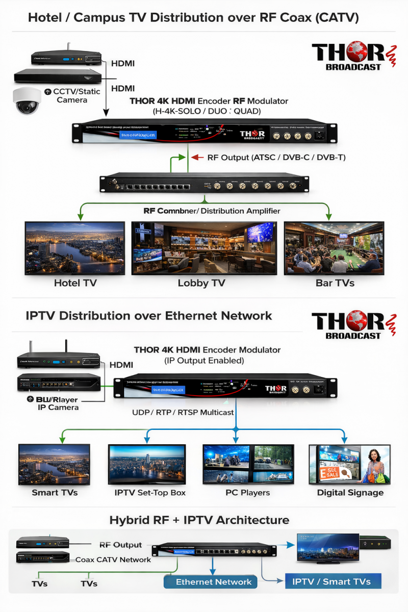 Decoder Modulator Digital Thor 4K HDMI RF Modulator | ATSC DVB-C DVB-T HDMI to QAM Digital TV ...