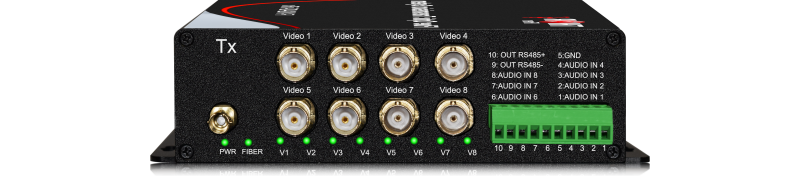 8 Channel CVBS Video Over Fiber | BNC TX/RX Extender - Thor Broadcast