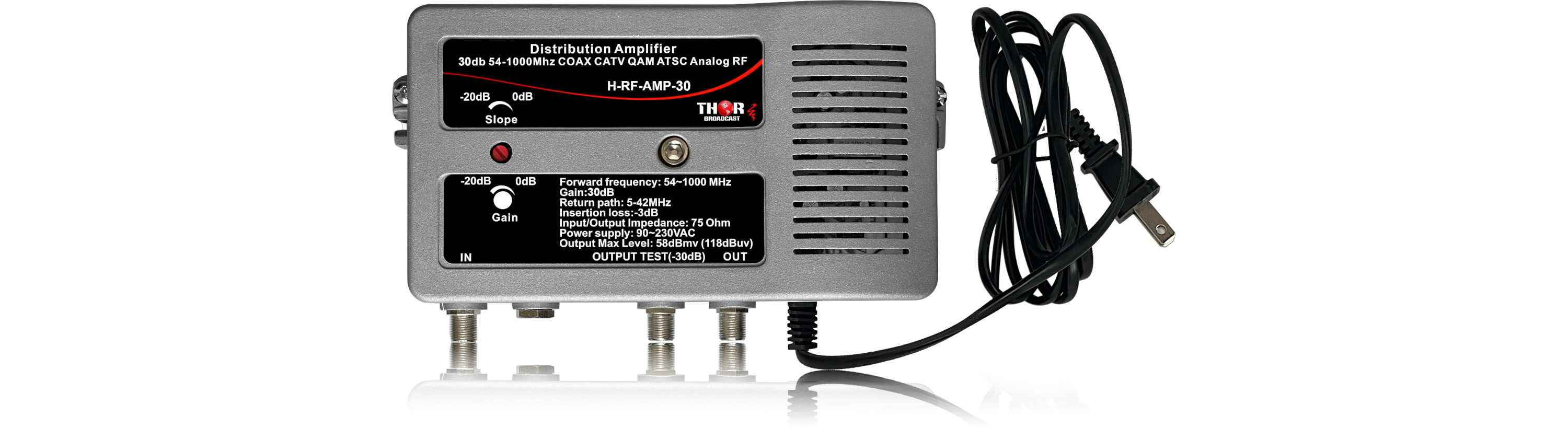 Amplificador de distribución de 24 db | Amplificador de señal de antena de  TV digital, potenciador/ganancia ajustable, NTSC, ATSC, FM, UHF, VHF - 1000